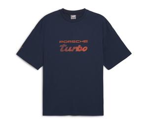 PUMA Herren T-Shirt - Porsche Turbo Motorsport Tee, Kurzarm, Logo-Print, Baumwolle Blau L