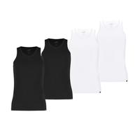 PUMA Herren Tank Top, 4er Pack - Basic, Unterhemd, Rundhals, Single Jersey, einfarbig Schwarz/Weiß M