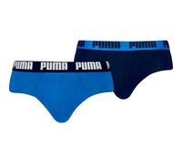 Slip PUMA "PUMA MEN EVERYDAY BRIEFS 2P", Herren, Gr. S, blau (blau, navy), Jersey, Obermaterial: 95% Baumwolle, 5% Elasthan, unifarben mit Farbeinsatz, eng, Unterhosen Slip, mit Logobund (40589667-S)