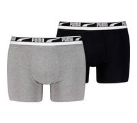Boxershorts PUMA "MEN MULTI LOGO BOXER 2P", Herren, Gr. M, grau (grau melange), Obermaterial: 95% Baumwolle, 5% Elasthan, meliert, eng, Unterhosen, Komfortbund (21639813-M) grau melange