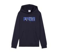 Kapuzensweatshirt PUMA "ESS LOGO LAB STORY 2 HOODIE TR B", Jungen, Gr. 128, new navy, Sweatware, Obermaterial: 68% Baumwolle, 32% Polyester, bedruckt, regular fit normal, angesetztes Bündchen, Sweatsh