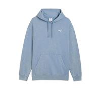 Kapuzensweatshirt PUMA "ESS ELEVATED RELAXED WASH HOODIE FL", Herren, Gr. M, blau (cool blau), Fleece, Obermaterial: 66% Baumwolle, 34% Polyester, bedruckt, sportlich, relaxed fit normal, Langarm, Swe