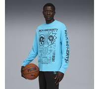 PUMA HOOPS x RICK AND MORTY Langarm- Basketballshirt Herren, Kleidung, Blau, S Blue