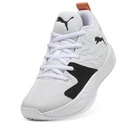 Basketballschuh PUMA "Court Pro 3 Mid Basketballschuhe Jugendliche", Kinder, Gr. 32, schwarz-weiß (weiß schwarz melon glow orange), Obermaterial: Synthetik, Textil. Futter: Textil. Innensohle: Textil.