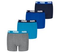 PUMA Jungen Boxer Shorts, 4er Pack - Everyday Basic Boxers ECOM 4P, Baumwollmischung, Logo Blau/Grau 146-152