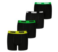 Boxershorts PUMA "PUMA BOYS EVERYDAY BASIC BOXERS 4P ECOM", Jungen, Gr. 134/140, grün (schwarz, grün), Obermaterial: 95% Baumwolle, 5% Elasthan, bedruckt, mehrfarbig, eng, Unterhosen, mit farblich abg