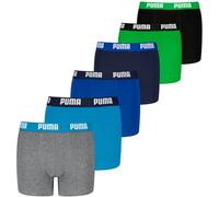 Boxershorts PUMA "PUMA BOYS EVERYDAY BASIC BOXERS 6P ECOM", Herren, Gr. 158/164, blau, grün, Obermaterial: 95% Baumwolle, 5% Elasthan, mehrfarbig, bedruckt, Unterhosen (82210240-158) blau, grün
