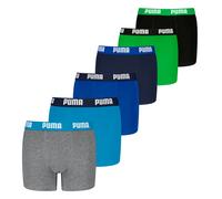 PUMA Jungen Boxer Shorts, 6er Pack - Everyday Basic Boxers ECOM 6P, Cotton Stretch Blau/Grau/Grün 146-152