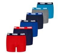 PUMA Jungen Boxer Shorts, 6er Pack - Everyday Basic Boxers ECOM 6P, Cotton Stretch Rot/Blau/Grau 170-176
