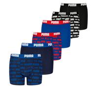 PUMA Jungen Boxer Shorts, 6er Pack - Everyday Logo Print Boxers ECOM 6P, Cotton Stretch Schwarz/Blau/Rot 158-164