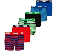 PUMA Jungen Boxer Shorts, 6er Pack - Everyday Striped Boxers ECOM 6P, Cotton Stretch, Streifen Blau/Grün/Rot 122-128