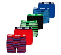 PUMA Jungen Boxer Shorts, 6er Pack - Everyday Striped Boxers ECOM 6P, Cotton Stretch, Streifen Blau/Grün/Rot 122-128
