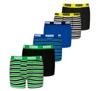 PUMA Jungen Boxer Shorts, 6er Pack - Everyday Striped Boxers ECOM 6P, Cotton Stretch, Streifen Schwarz/Blau/Grün 158-164