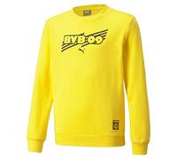 PUMA Jungen Bvb Ftblcore Crew Sweat Jr Sweater, Cyber Yellow-Puma Black, 164