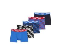 Boxershorts PUMA "PUMA BOYS EVERYDAY LOGO PRINT BOXERS 6P ECOM", Herren, Gr. 146/152, bunt (blau, rot, schwarz), Obermaterial: 95% Baumwolle, 5% Elasthan, Unterhosen (81008812-146) blau, rot, schwarz