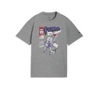 Trainingsshirt PUMA "Flagrant Foul Relaxed Basketball Player T-Shirt Jungen", Kinder, Gr. 164, medium gray heather, Obermaterial: 100% Baumwolle; Rippe: 71% Baumwolle, 29% Polyester, bedruckt, relaxed