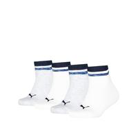 PUMA Jungen Herritage Stripe Quarter Socks, White/Grey/Blue, 35-38 EU