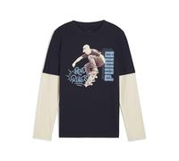 PUMA Jungen Mid90s Layered Longsleeve B Hemd, New Navy, 116 EU