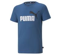 PUMA Jungen T-Shirt - ESS+ 2 Col Logo Tee, Rundhals, Kurzarm, uni 116 Blau