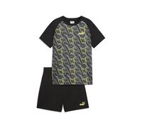 PUMA Jungen TAD ESS Poly AOP Tee and Shorts Set B Gestrickte Anzüge, PUMA Black,