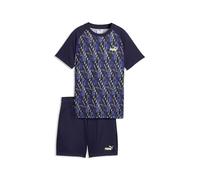PUMA Jungen TRAIN ALL DAY Essentials Bedrucktes T-Shirt und Shorts im Set 140, New Navy Blue