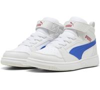 PUMA Jungen Unisex Kinder Rebound V6 MID AC+ PS Sneaker, White-Vivid Blue-Feather Gray, 28 EU