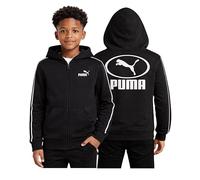 Puma Kapuzenpullover mit Reißverschluss für Jungen - gemütliches Performance-Fleece-Hoodie für Kinder mit Reißverschluss für Jungen - athletisches Sweatshirt für Sport und Alltag, Schwarz, 10-12