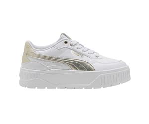 Puma - "Karmen II" Sneaker für Damen, Leder, Plattform-Absatz (Weiß/Gold) EU 40,5 / UK 7