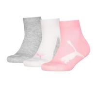 PUMA Unisex Kids BWT Recycled Cotton Quarter Sock, Pink/Grey, 23/26 (3er Pack)