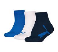 PUMA Unisex Kids BWT Recycled Cotton Quarter Sock, Navy/White/Strong Blue, 27/30 (3er Pack)