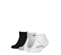 Sneakersocken PUMA "PUMA KIDS BWT SNEAKER 3P", Damen, Gr. 39-42, weiß, grau, schwarz, Baumwollmischung, normal, Socken, Flache Zehennähte, Logo (97417805-39) weiß, grau, schwarz