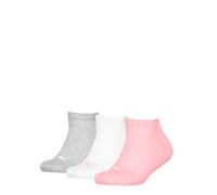 PUMA Kinder Sneakersocken, 3er Pack - Plain Sneaker 3P, Logo, einfarbig Grau/Weiß/Rosa 39-42