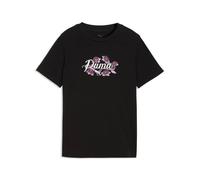T-Shirt PUMA "ESS NATURE 20 GRAPHIC TEE G", Mädchen, Gr. 176, schwarz (puma schwarz), Jersey, Obermaterial: 100% Baumwolle, geblümt, regular fit normal, Rundhals, Shirts T-Shirt, Regular Fit, Kurzarm,
