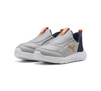 Sneaker PUMA "Fun Racer 2 SLIPTECH™ Sneakers Kinder", Damen, Gr. 35, gray echo vermillion navy orange blau, Obermaterial: Textil, Synthetik; Futter: Textil; Innensohle: Textil; Laufsohle: Synthetik, S