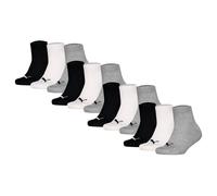 Sneakersocken PUMA "Socken Plain Quarter 12P 12er Pack", Mädchen, Gr. 35-38, bunt (schwarz, weiß, grau), Obermaterial: 71% Baumwolle CO. 14% Polyamid PA. 13% Polyester PES. 2% Elasthan EL., Socken Sne