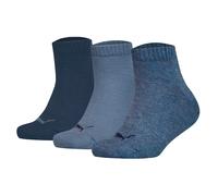 PUMA Kinder Quarter Socken, 3er Pack - Plain Quarter 3P, Logos, einfarbig Denim Blau 31-34