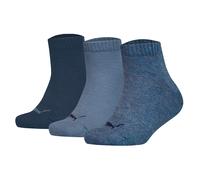 PUMA Kinder Quarter Socken, 3er Pack - Plain Quarter 3P, Logos, einfarbig Denim Blau / 31-34 31-34 Blau