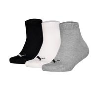 PUMA Kinder Quarter Socken, 3er Pack - Plain Quarter 3P, Logos, einfarbig Schwarz/Weiß/Grau / 35-38 35-38 Mehrfarbig