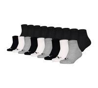 PUMA Kinder Quartersocken, 18er Pack - Plain Quarter ECOM 18P, Logo, einfarbig Schwarz/Schwarz/Weiß/Grau / 35-38 35-38 Mehrfarbig