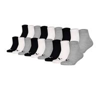 PUMA Kinder Quartersocken, 18er Pack - Plain Quarter ECOM 18P, Logo, einfarbig Schwarz/Weiß/Grau / 35-38 35-38 Mehrfarbig