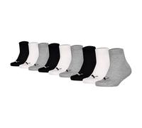 PUMA Kinder Quartersocken, 9er Pack - Plain Quarter ECOM 9P, Logo, einfarbig Schwarz/Weiß/Grau 39-42