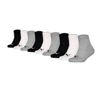 PUMA Kinder Quartersocken, 9er Pack - Plain Quarter ECOM 9P, Logo, einfarbig Schwarz/Weiß/Grau 31-34