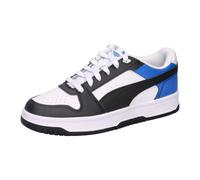 Sneaker PUMA "REBOUND SLAM LO JR", Mädchen, Gr. 37,5, schwarz-weiß (puma weiß, puma schwarz, puma team royal), Synthetik, Schuhe Sneaker (98445566-37,5) puma weiß, puma schwarz, puma team royal