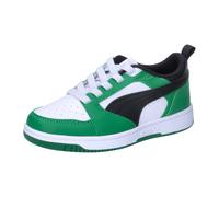 PUMA Unisex Kinder Rebound V6 Lo Ac Ps Turnschuhe, Puma White Puma Black Archive Green, 30 EU