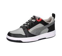 PUMA Rebound V6 LO MID 90S JR Sneaker, Schwarz-Grau Echo-for All Time Red, 38 EU, Puma Schwarz Grau Echo for All Time Red, 5 UK