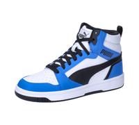 Puma Unisex Kinder Rebound V6 Mid Jr Sneaker, Puma White Puma Black Racing Blue, 37.5 EU