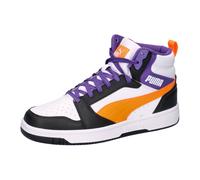 Puma Unisex Kinder Rebound V6 Mid JrSneaker, Puma Weiß Orange Glo Puma Schwarz, 4.5 UK