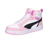 Sneaker PUMA "REBOUND V6 MID JR", Kinder, Gr. 37, puma weiß, puma schwarz, pearl pink, Synthetik, mehrfarbig, Schuhe Sneaker, knöchelhoch, retro-inspiriertes Design, mit SOFTFOAM+ Dämpfung (39840039-3