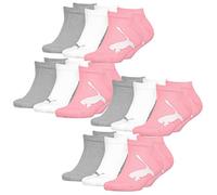 PUMA Kinder Sneaker Socken BWT 12er Multipack 23-26 27-30 31-34 35-38 39-42 Schwarz Weiss Grau Blau Rosa 75% Baumwolle, Größe:27-30, Packgröße:12 Paar, Farbe:Pink/Grey (004)