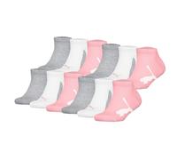 PUMA Kinder Sneakersocken, 12er Pack - BWT Sneaker 12P, Logos, einfarbig Grau/Weiß/Rosa 27-30